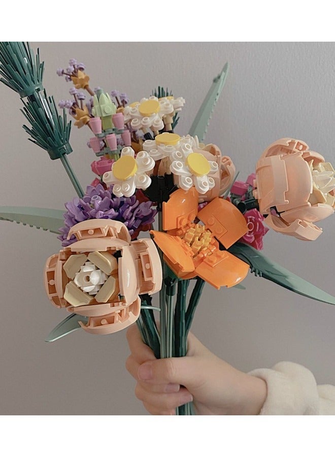 Flower Bouquet Building Decoration Set - Artificial Flowers with Roses, Decorative Home Accessories, Gift,Building Toys,756 Pieces - Image 5